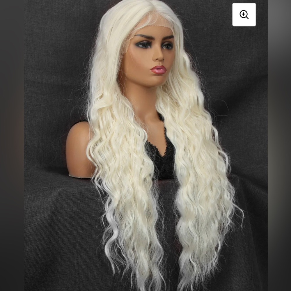 32” Deep Wave Blonde 13x6 T Part Lace Front Synthetic Hair Wig with Baby Hair